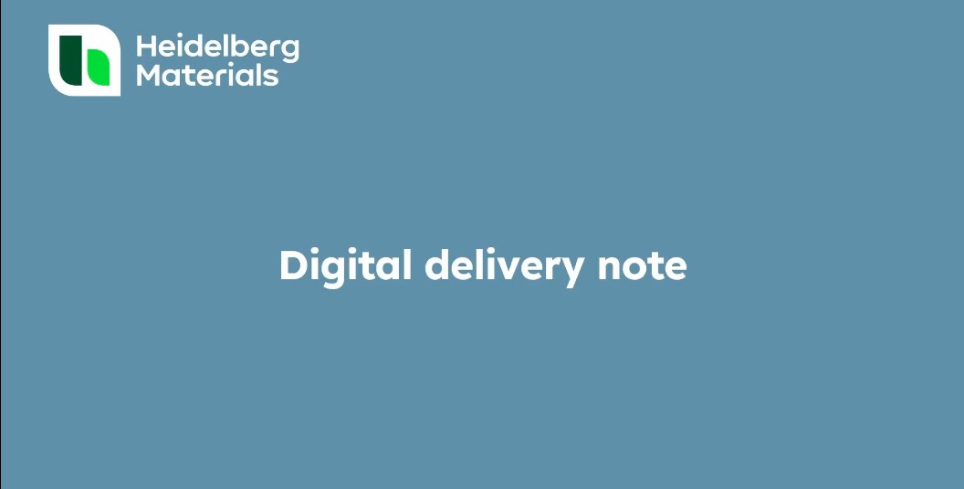Digital delivery note displayed on a blue Heidelberg Materials branded background.